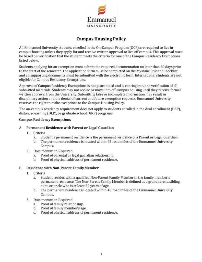 Campus Housing Policy