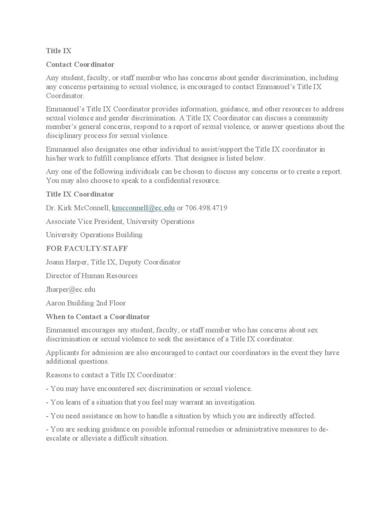 Title IX definitions & procedures